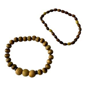 Handmade Wooden Beaded Bracelets Set
